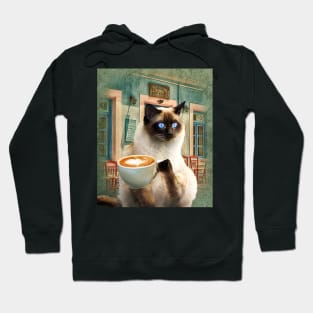 Siamese Cat With Coffee Hoodie